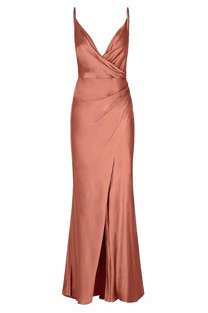 Shona Joy LA LUNE CROSS DRAPED MAXI DRESS - TERRACOTTA DRESSES