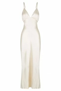 Shona Joy LA LUNE BACKLESS MIDI DRESS - CREAM DRESSES