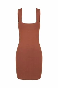 Shona Joy BASICS BASIC SQUARE NECK MINI DRESS - CLAY