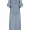 Shona Joy DRESSES KAYLA BUTTON UP RUCHED MIDI DRESS - BLUE SMOKE