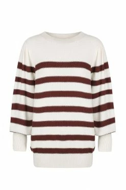 Shona Joy MALENA PUFF SLEEVE JUMPER - SANGRIA/CREAM