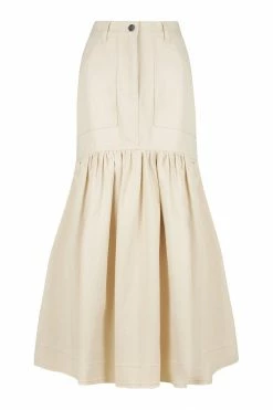Shona Joy SIERRA FIT AND FLARE MIDI SKIRT - CREAM