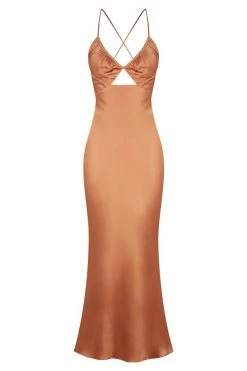 Shona Joy LA LUNE RUCHED BODICE MIDI DRESS - COPPER DRESSES