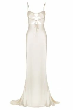 Shona Joy DRESSES LA LUNE LACE FRONT MAXI DRESS - CREAM