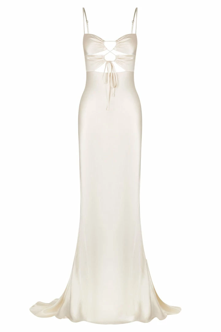 Shona Joy DRESSES LA LUNE LACE FRONT MAXI DRESS - CREAM