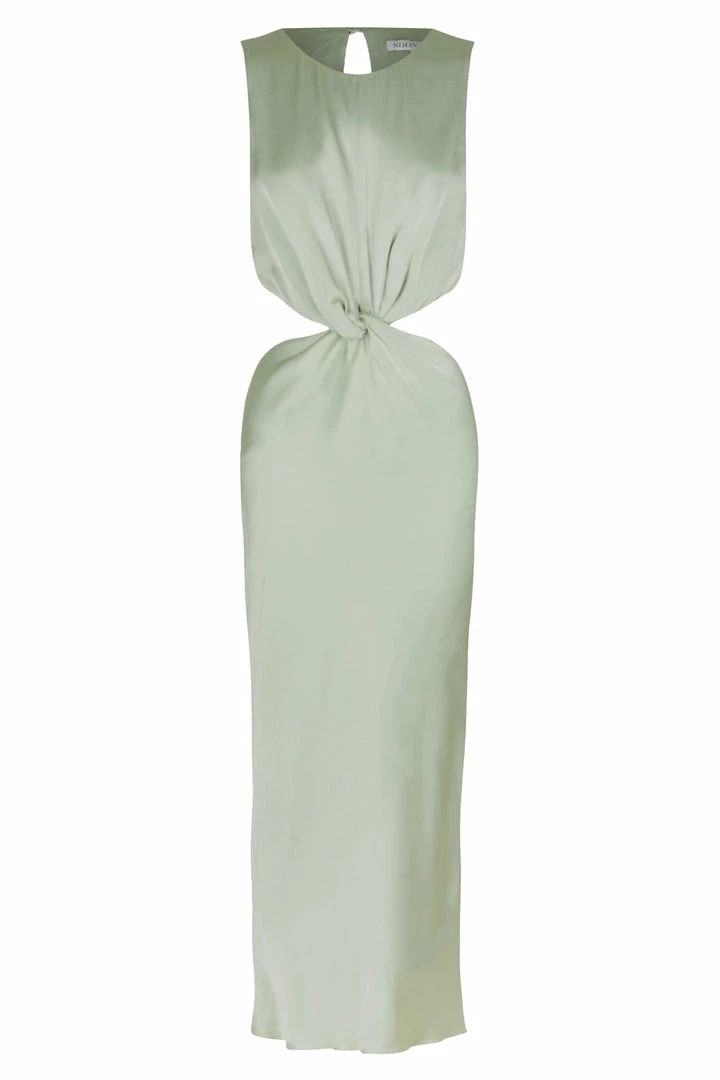 Shona Joy FELICITY TWIST FRONT SLEEVELESS MIDI DRESS - THYME