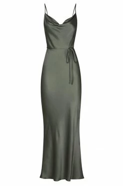 Shona Joy DRESSES LA LUNE BIAS COWL MIDI DRESS - OLIVE