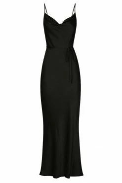 Shona Joy DRESSES LA LUNE BIAS COWL MIDI DRESS - BLACK