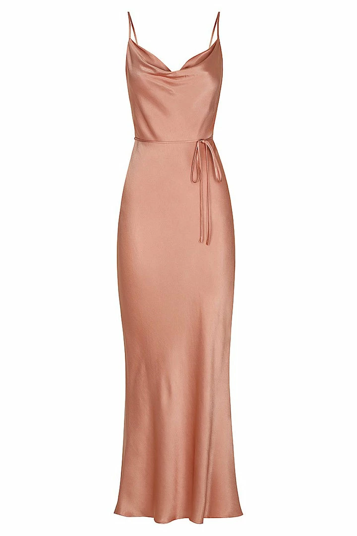 Shona Joy LA LUNE BIAS COWL MIDI DRESS - ROSÉ