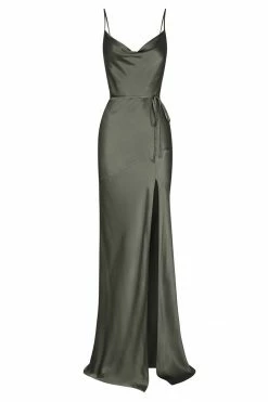 Shona Joy LA LUNE BIAS COWL MAXI DRESS - OLIVE DRESSES