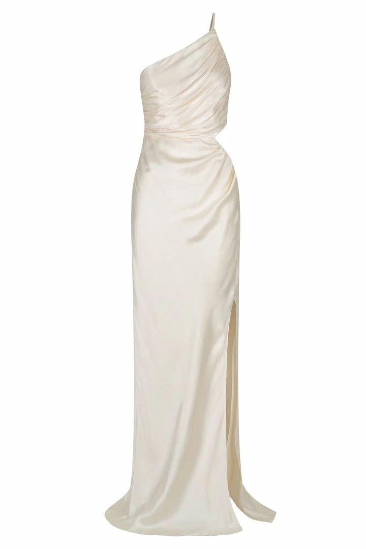 Shona Joy LA LUNE ASYMMETRICAL GATHERED MAXI DRESS - CREAM