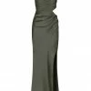 Shona Joy LA LUNE ASYMMETRICAL GATHERED MAXI DRESS - OLIVE DRESSES