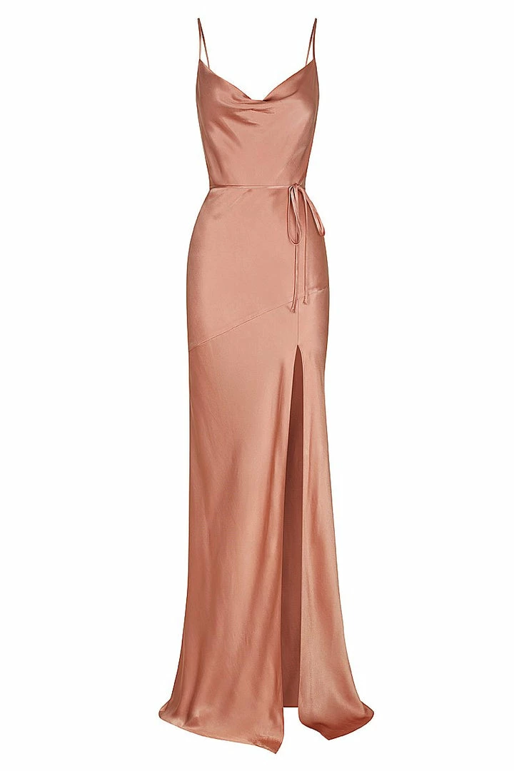Shona Joy LA LUNE BIAS COWL MAXI DRESS - ROSÉ
