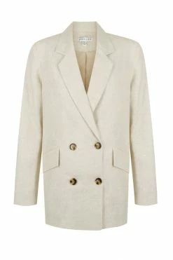 Shona Joy TOPS LUNA LINEN DOUBLE BREASTED BLAZER - NATURAL