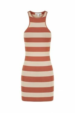Shona Joy BASICS PARIS RACER BACK MINI DRESS - CLAY/TAN