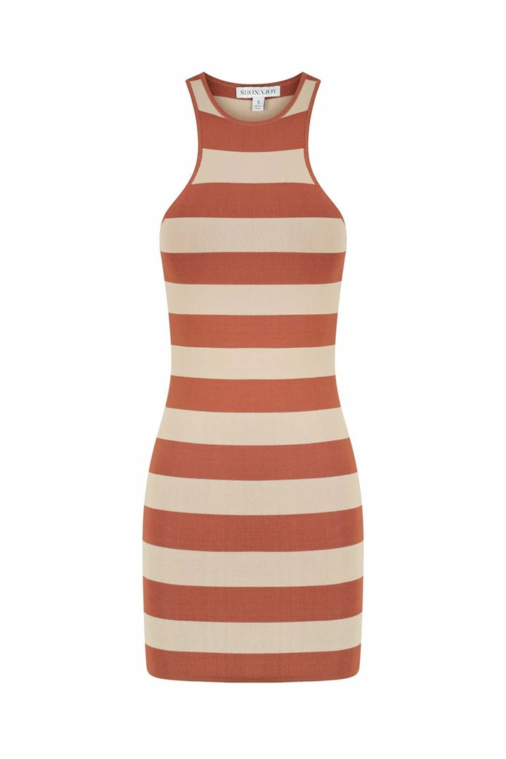 Shona Joy BASICS PARIS RACER BACK MINI DRESS - CLAY/TAN