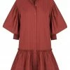 Shona Joy ELLA BALLOON SLEEVE SHIRT MINI DRESS - SANGRIA DRESSES