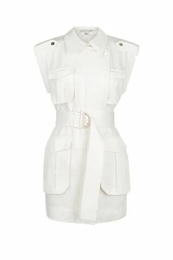 Shona Joy DRESSES MATILDA LINEN UTILITY MINI DRESS - IVORY