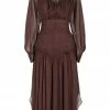 Shona Joy DRESSES OLYMPIA LONG SLEEVE OPEN BACK MIDI DRESS - CHOCOLATE