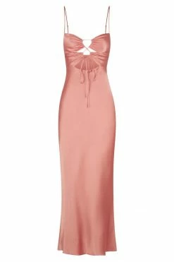 Shona Joy ELOISE LACE UP MIDI DRESS - ANTIQUE ROSE DRESSES