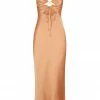 Shona Joy ELOISE LACE UP MIDI DRESS - CARAMEL