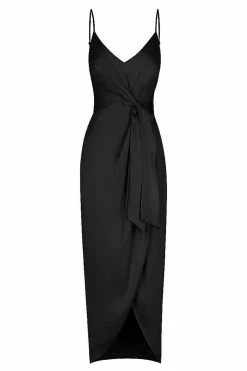 Shona Joy DRESSES LUXE TIE FRONT COCKTAIL DRESS - ONYX