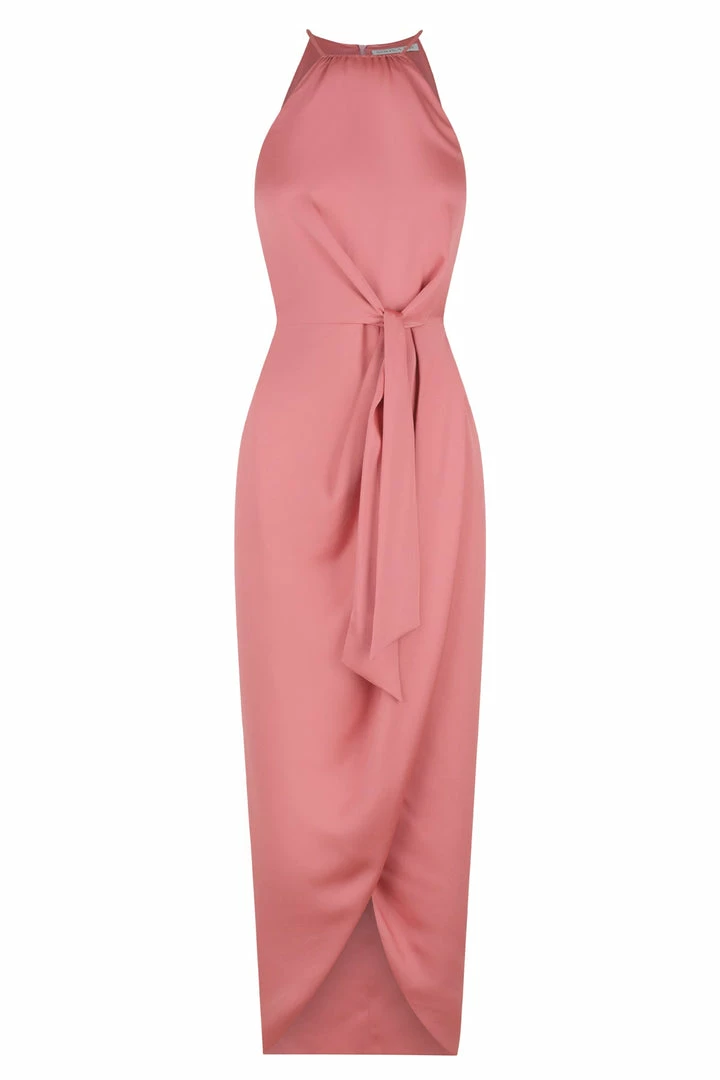 Shona Joy DRESSES LUXE TIE FRONT SLEEVELESS MIDI DRESS - ROSE