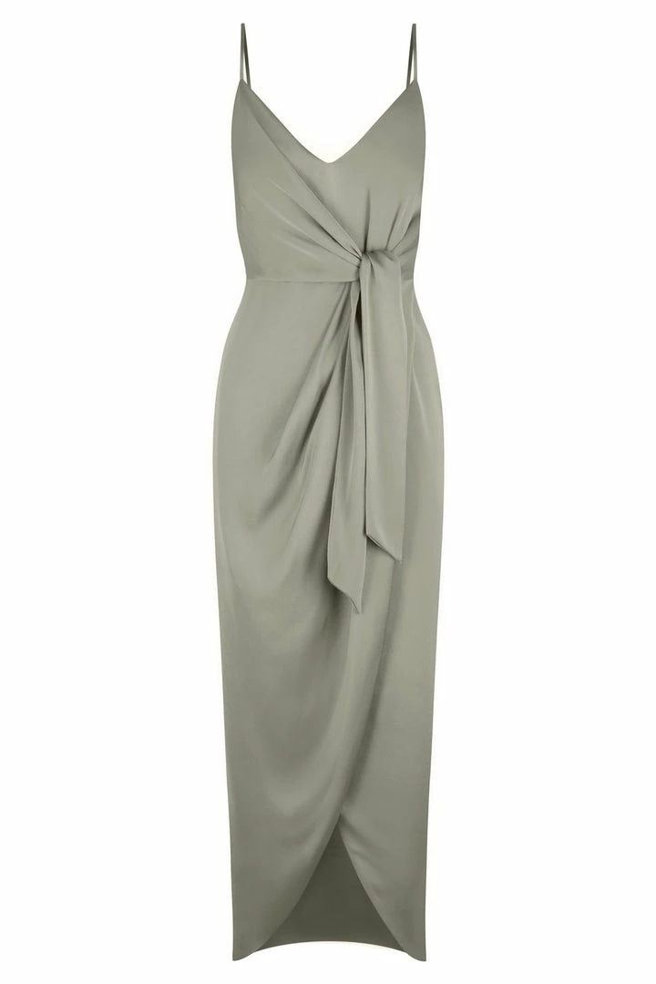 Shona Joy LUXE TIE FRONT COCKTAIL DRESS - EUCALYPTUS DRESSES