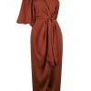 Shona Joy DRESSES LUXE TIE FRONT ONE SHOULDER DRESS - SANGRIA