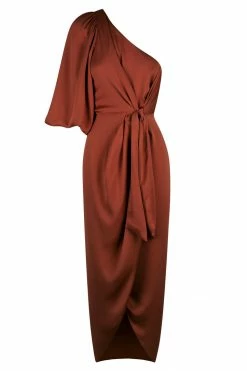 Shona Joy DRESSES LUXE TIE FRONT ONE SHOULDER DRESS - SANGRIA