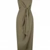 Shona Joy LUXE TIE FRONT SLEEVELESS MIDI DRESS - PINE