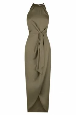 Shona Joy LUXE TIE FRONT SLEEVELESS MIDI DRESS - PINE