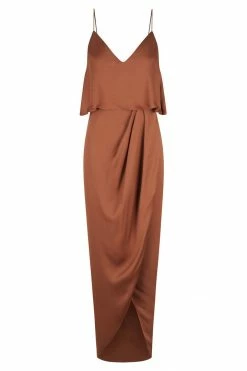 Shona Joy DRESSES LUXE COCKTAIL FRILL DRESS - MOCHA