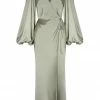 Shona Joy LA LUNE FULL SLEEVE WRAP MIDI DRESS - SAGE