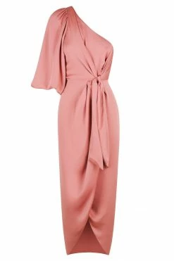 Shona Joy LUXE TIE FRONT ONE SHOULDER DRESS - ROSE DRESSES