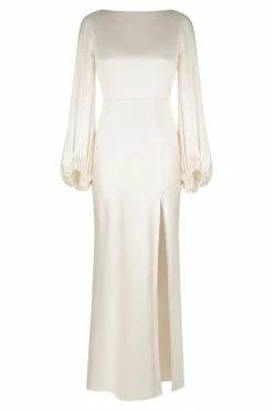 Shona Joy DRESSES LA LUNE BALLOON SLEEVE BACKLESS MIDI DRESS - CREAM