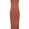 Shona Joy BASIC SQUARE NECK MIDI DRESS - CLAY DRESSES