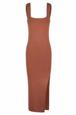 Shona Joy BASIC SQUARE NECK MIDI DRESS - CLAY DRESSES