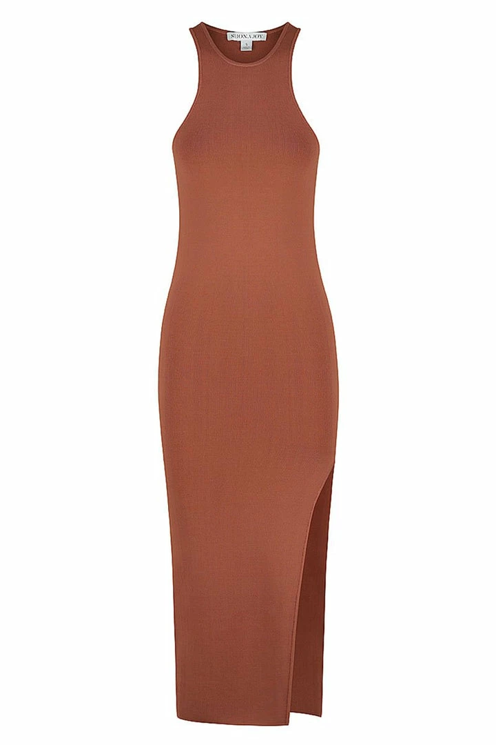 Shona Joy BASIC RACER BACK MIDI DRESS - CLAY BASICS