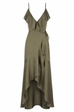 Shona Joy DRESSES LUXE BIAS FRILL WRAP DRESS - PINE