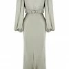 Shona Joy LA LUNE BALLOON SLEEVE MIDI DRESS WITH BELT - SAGE DRESSES