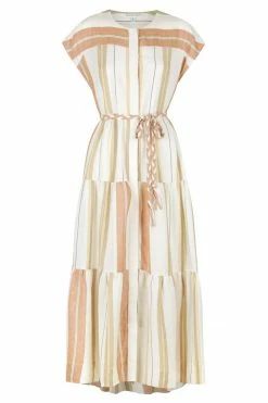 Shona Joy DRESSES SUZANA LINEN SHORT SLEEVE TIERED MIDI DRESS