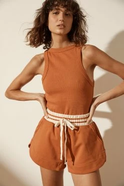 Shona Joy SJ CURVED HEM SHORT - TURMERIC KNITWEAR