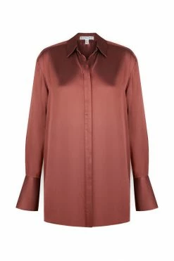 Shona Joy TOPS THALIA TUXEDO SHIRT - SANGRIA