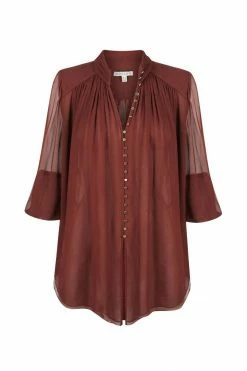 Shona Joy SAFIRA BUTTON UP BLOUSE - SANGRIA TOPS