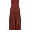Shona Joy DRESSES SAFIRA HIGH NECK MIDI DRESS - SANGRIA