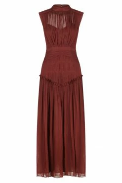 Shona Joy DRESSES SAFIRA HIGH NECK MIDI DRESS - SANGRIA