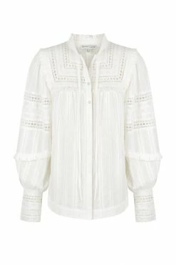 Shona Joy LUCIA BALLOON SLEEVE FRILL SHIRT - IVORY