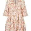 Shona Joy FLOR LINEN BALLOON SLEEVE PIN TUCK TIERED MINI DRESS DRESSES