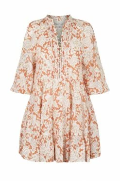 Shona Joy FLOR LINEN BALLOON SLEEVE PIN TUCK TIERED MINI DRESS DRESSES